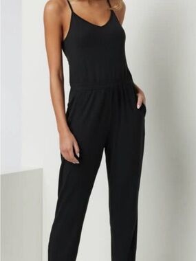 Vuori Lux jogger Black Jumpsuit with Spaghetti Straps